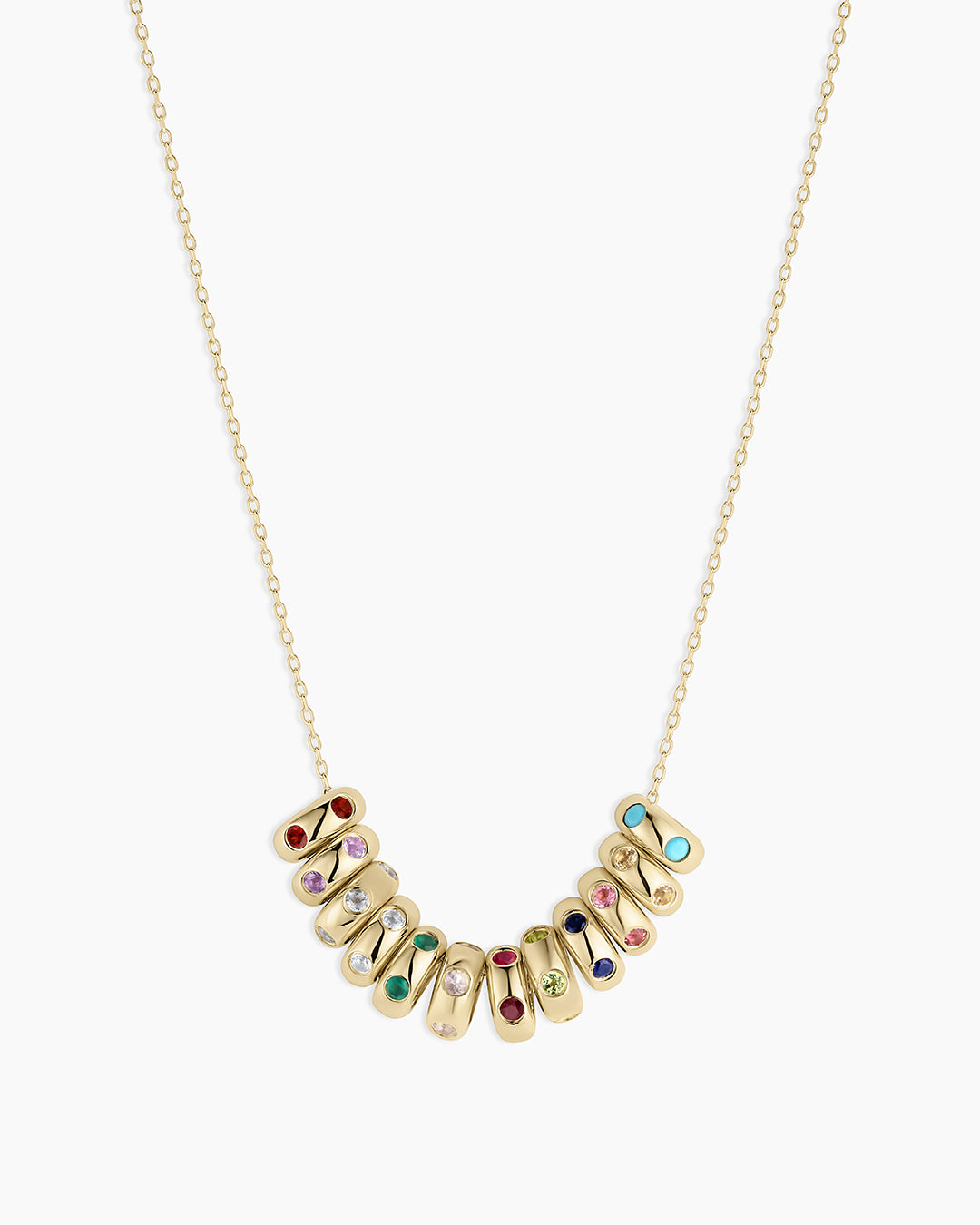 all birthstone halo charms on a chain