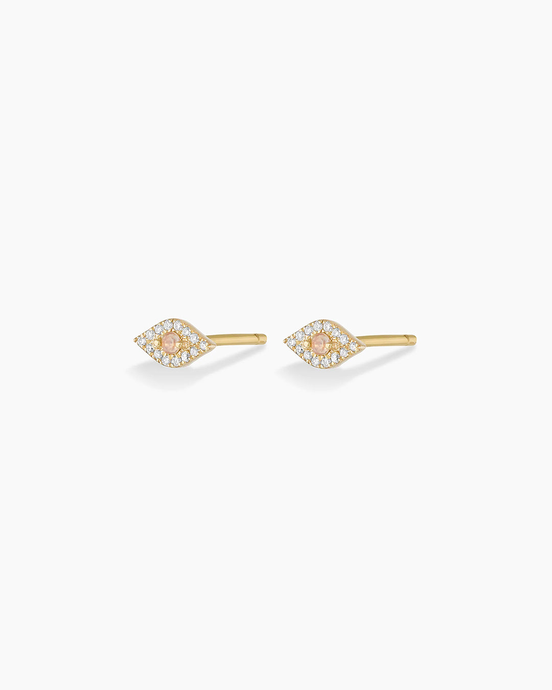 Diamond Evil Eye Studs || option::14K Solid Gold