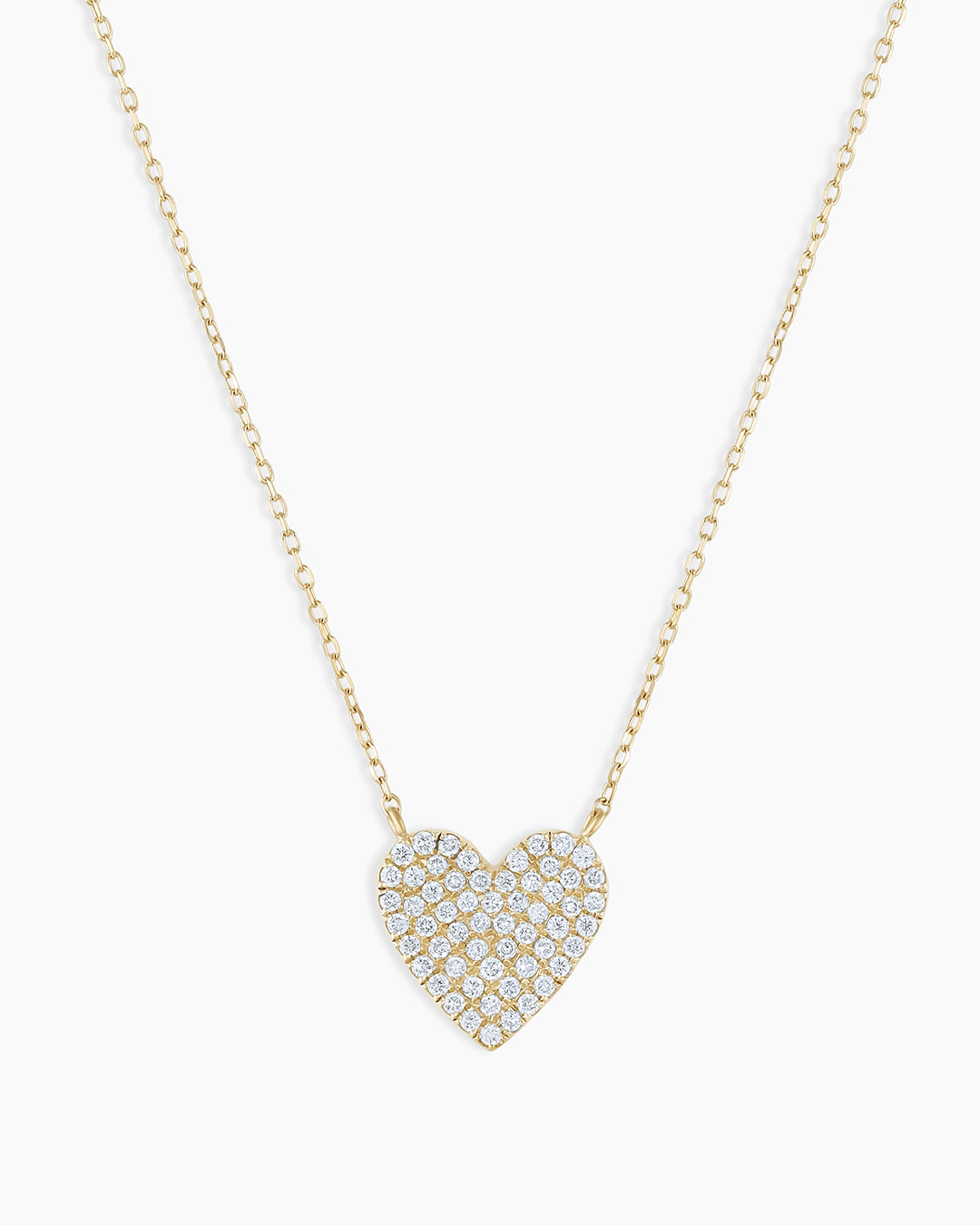 Diamond Pave Heart Necklace || option::14K Solid Gold
