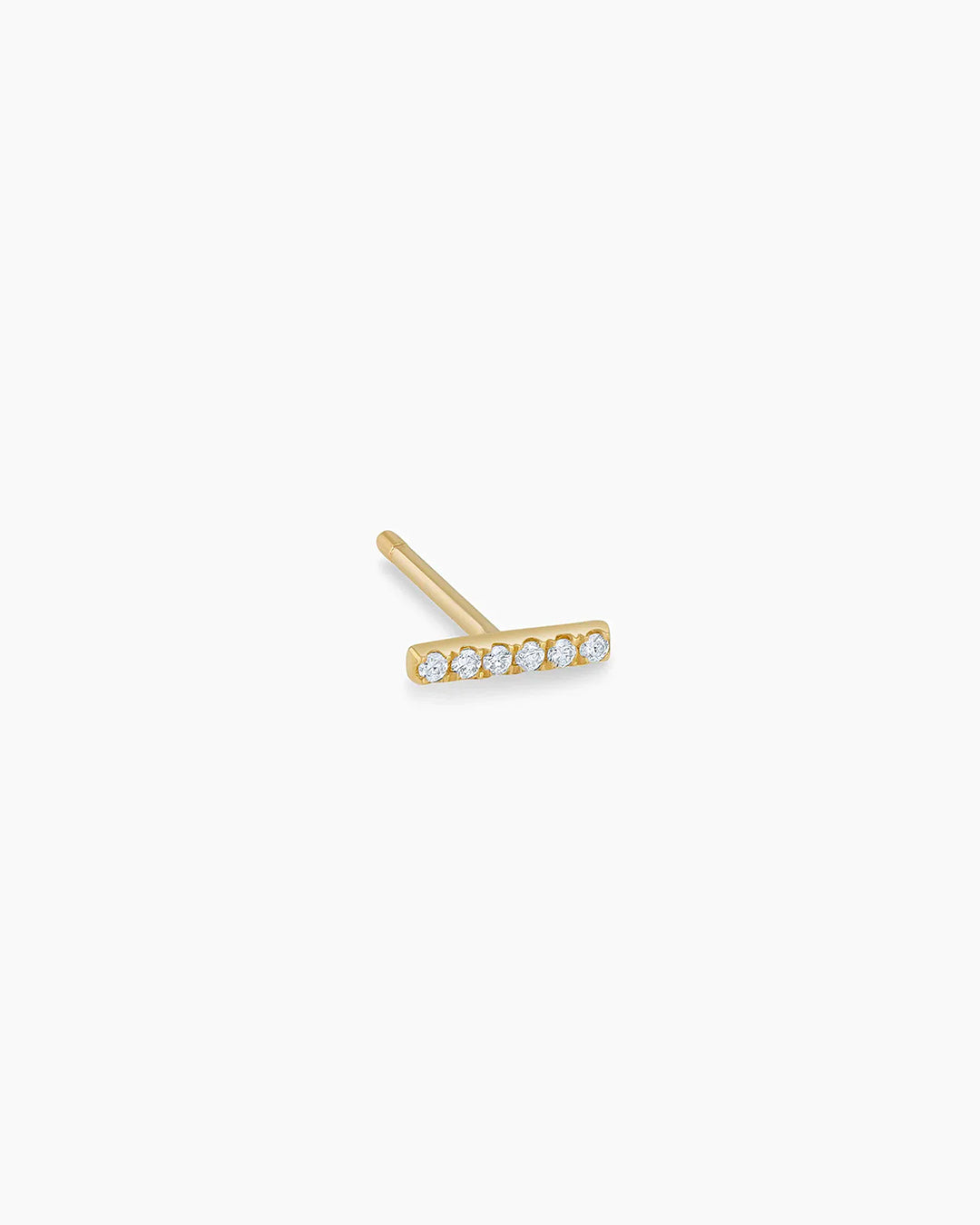 Diamond Bar Stud || option::14K Solid Gold