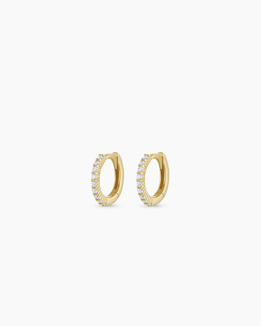 Diamond Pave 9 mm Huggie || option::14K Solid Gold, 9mm