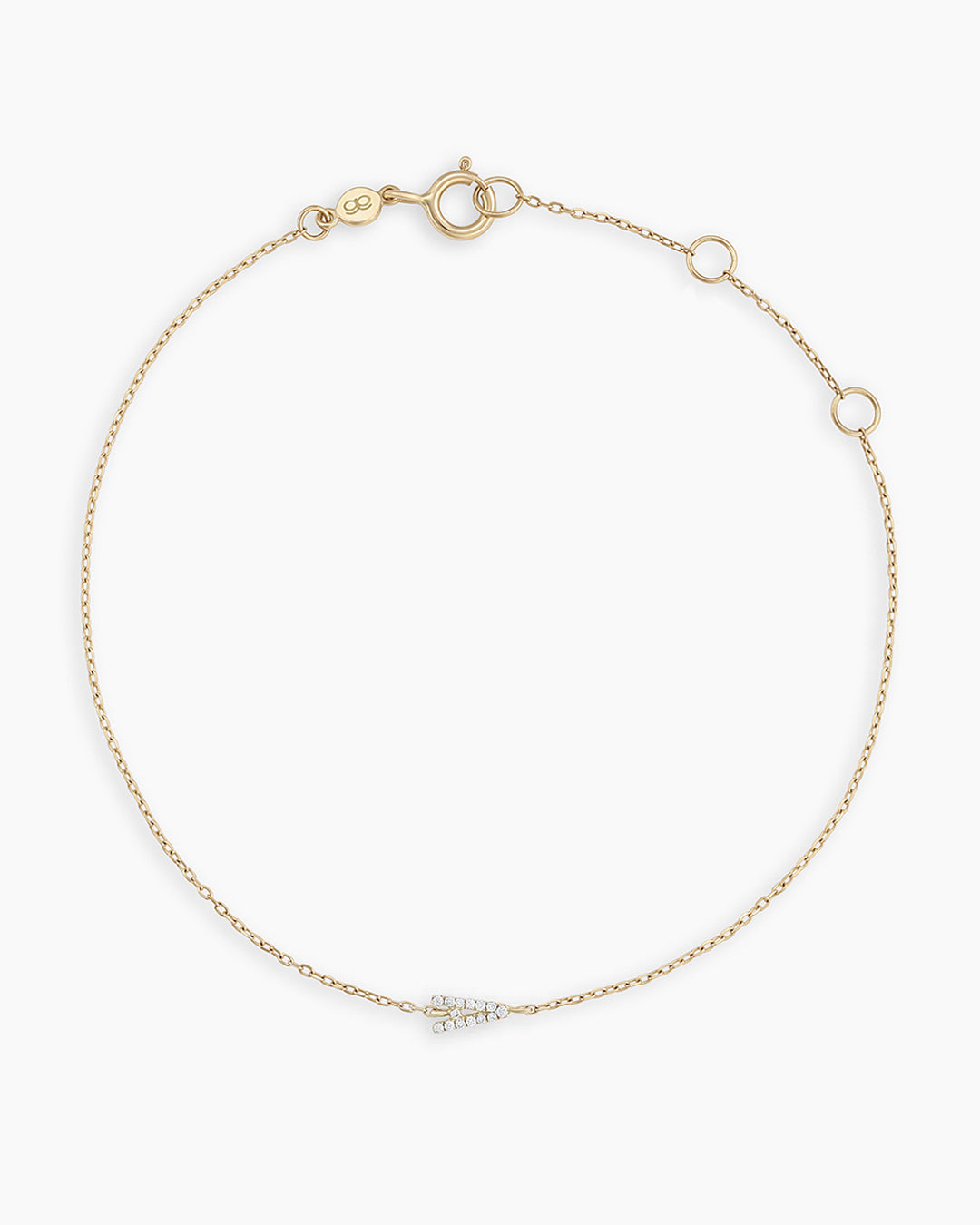 Diamond Pavé Alphabet Bracelet #A || option::14K Solid Gold, A