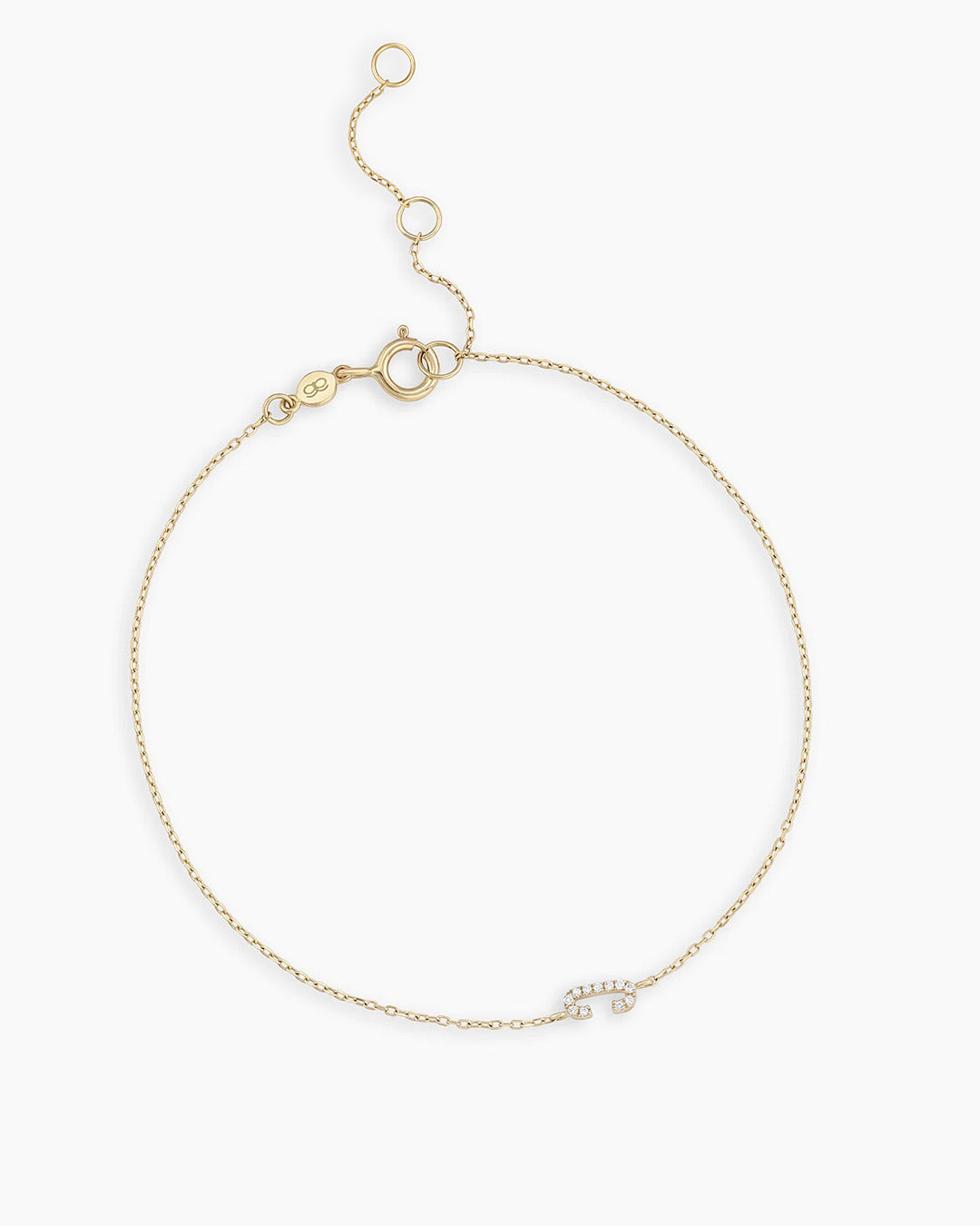 Diamond Pavé Alphabet Bracelet #C || option::14K Solid Gold, C