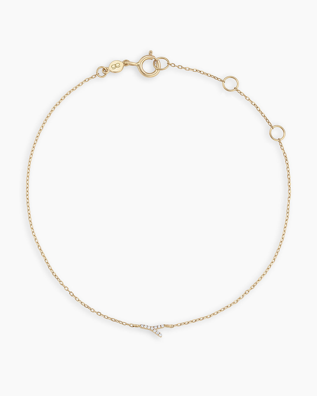 Diamond Pavé Alphabet Bracelet #Y || option::14K Solid Gold, Y