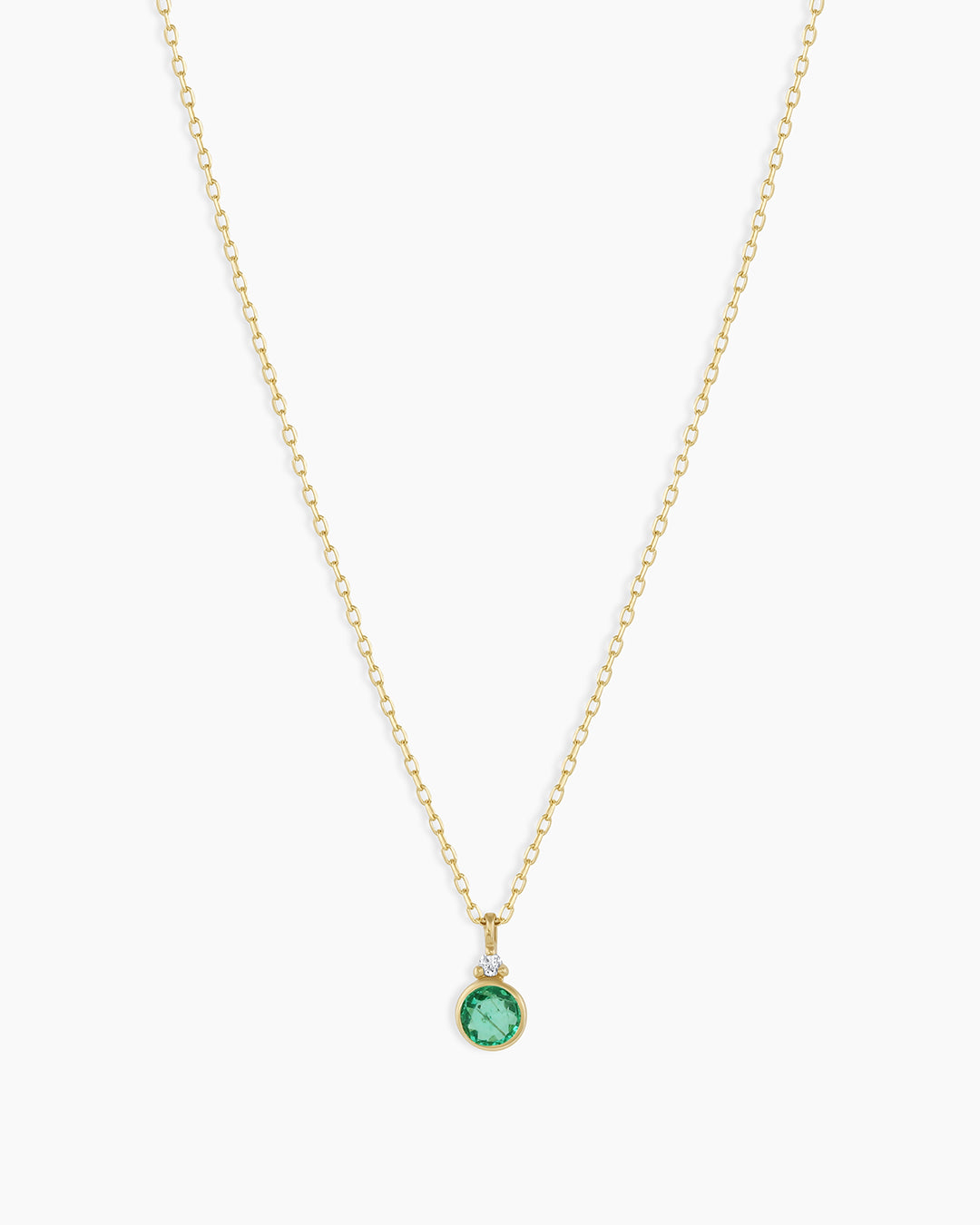 Emerald Birthstone Necklace Birthstone Necklace  || option::14K Solid Gold, Emerald - May