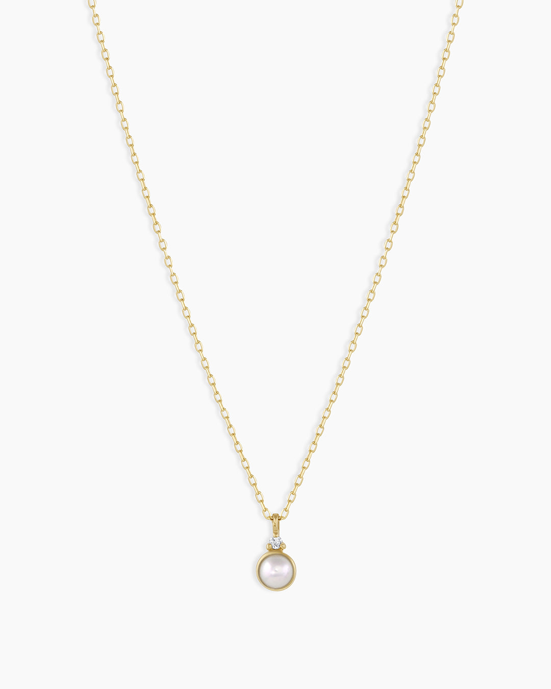 Pearl Birthstone Necklace June Birthstone Necklace  || option::14K Solid Gold, Pearl - June