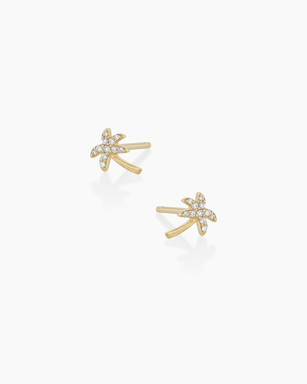 Diamond Palm Stud || option::14K Solid Gold
