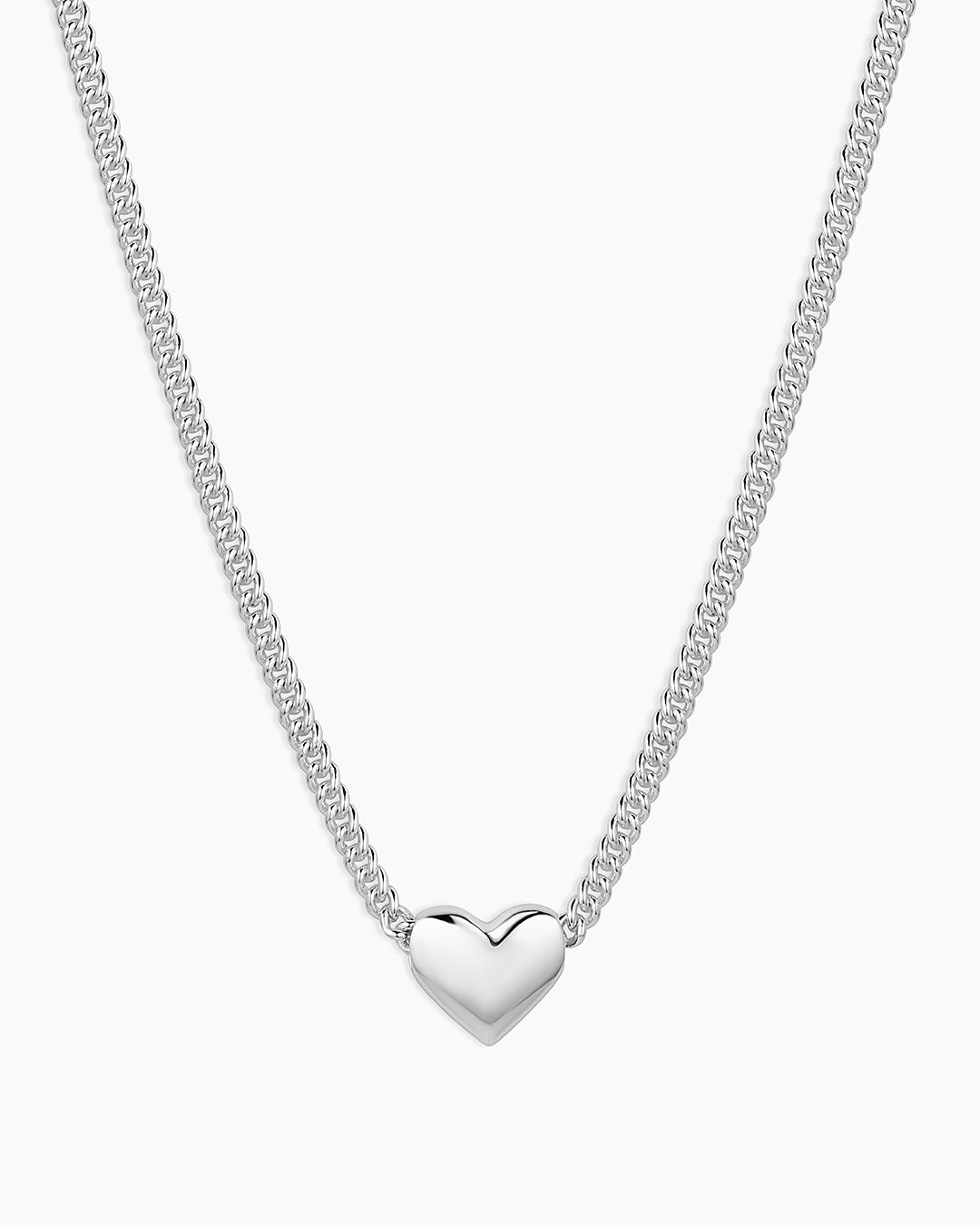 Lou Heart Charm Necklace || option::Silver Plated