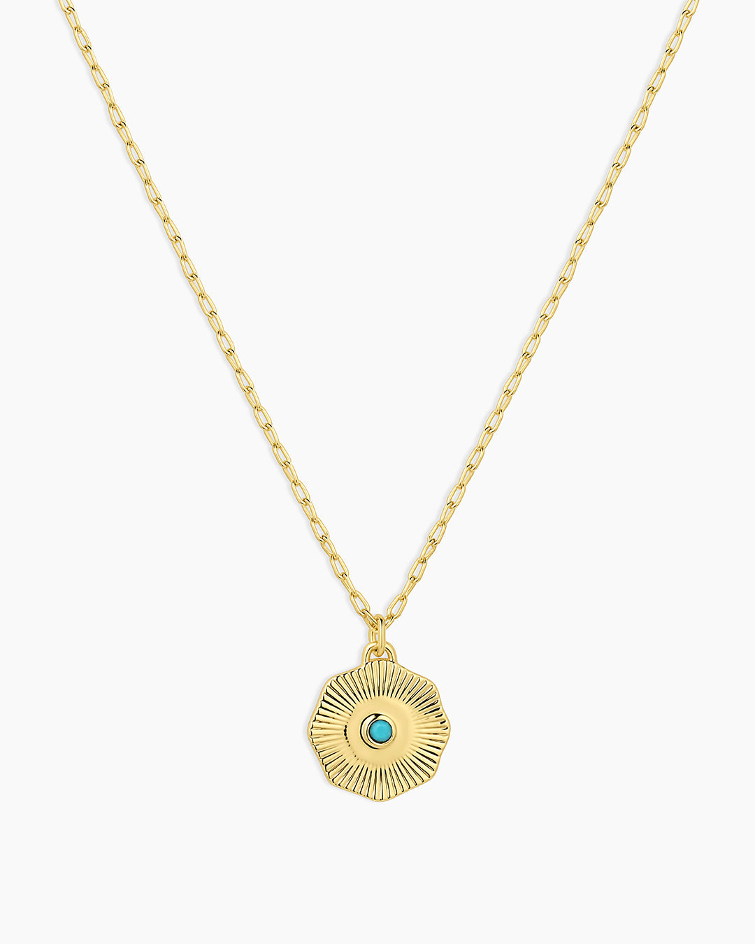 Birthstone Coin Necklace || option::18K Gold Plated, Turquoise - December