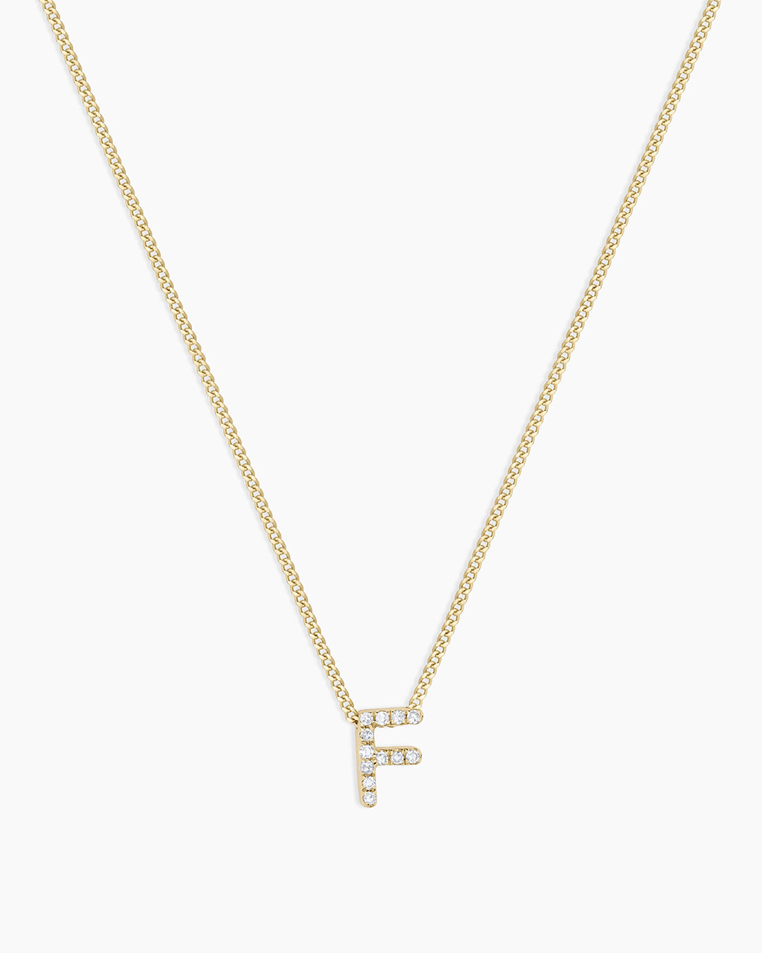 Diamond Alphabet Necklace || option::14K Solid Gold, F