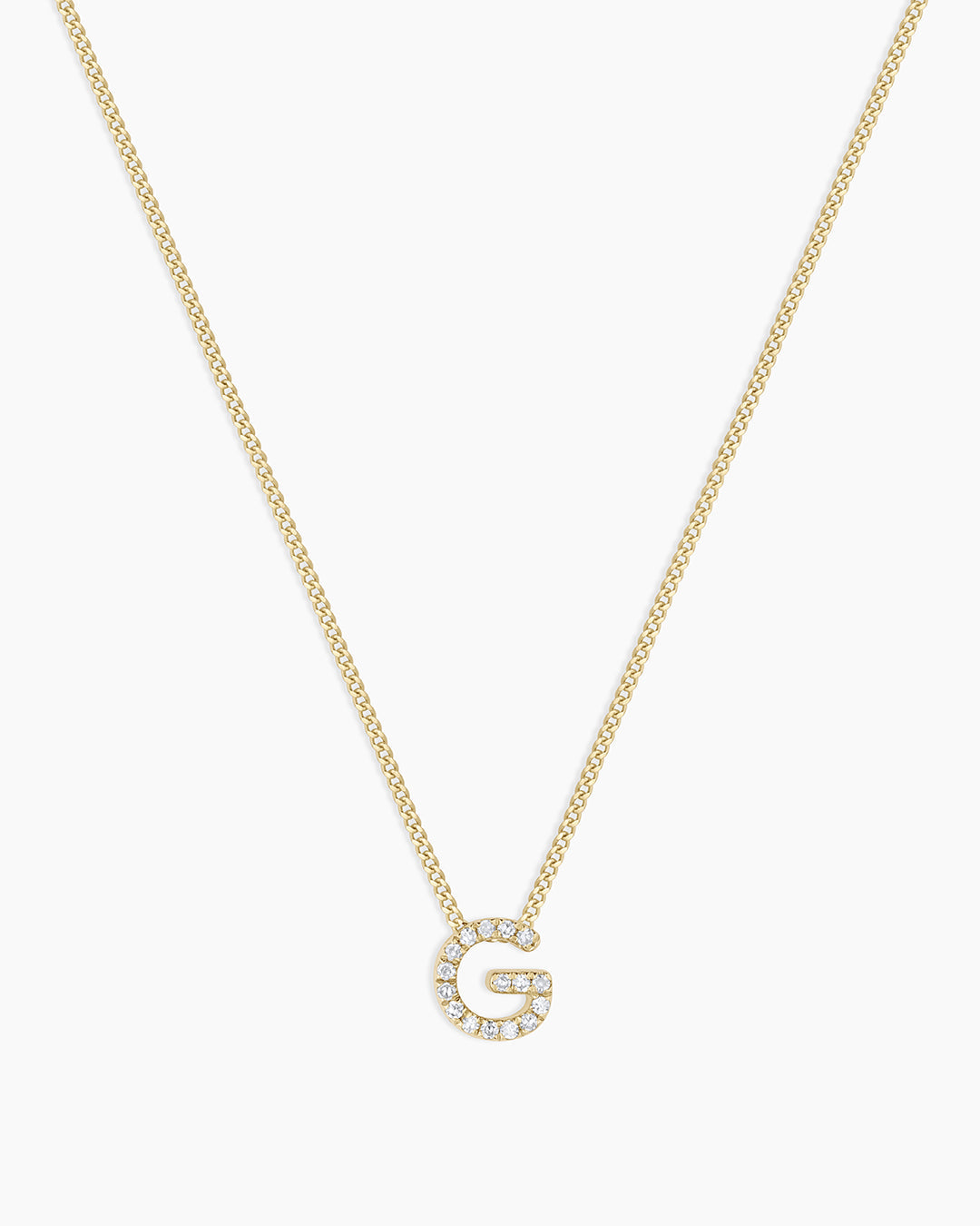 Diamond Alphabet Necklace || option::14K Solid Gold, G