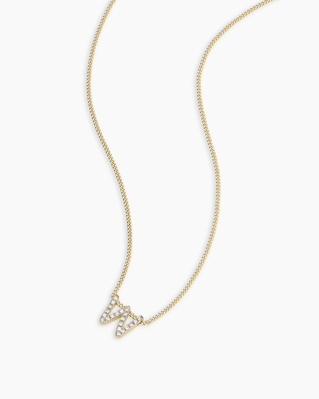 Diamond Alphabet Necklace || option::14K Solid Gold, W