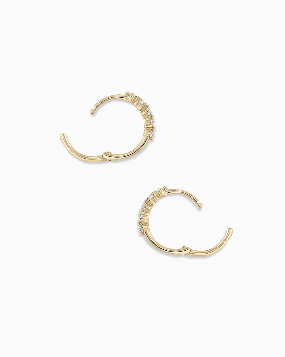 Diamond Row Huggies || option::14K Solid Gold