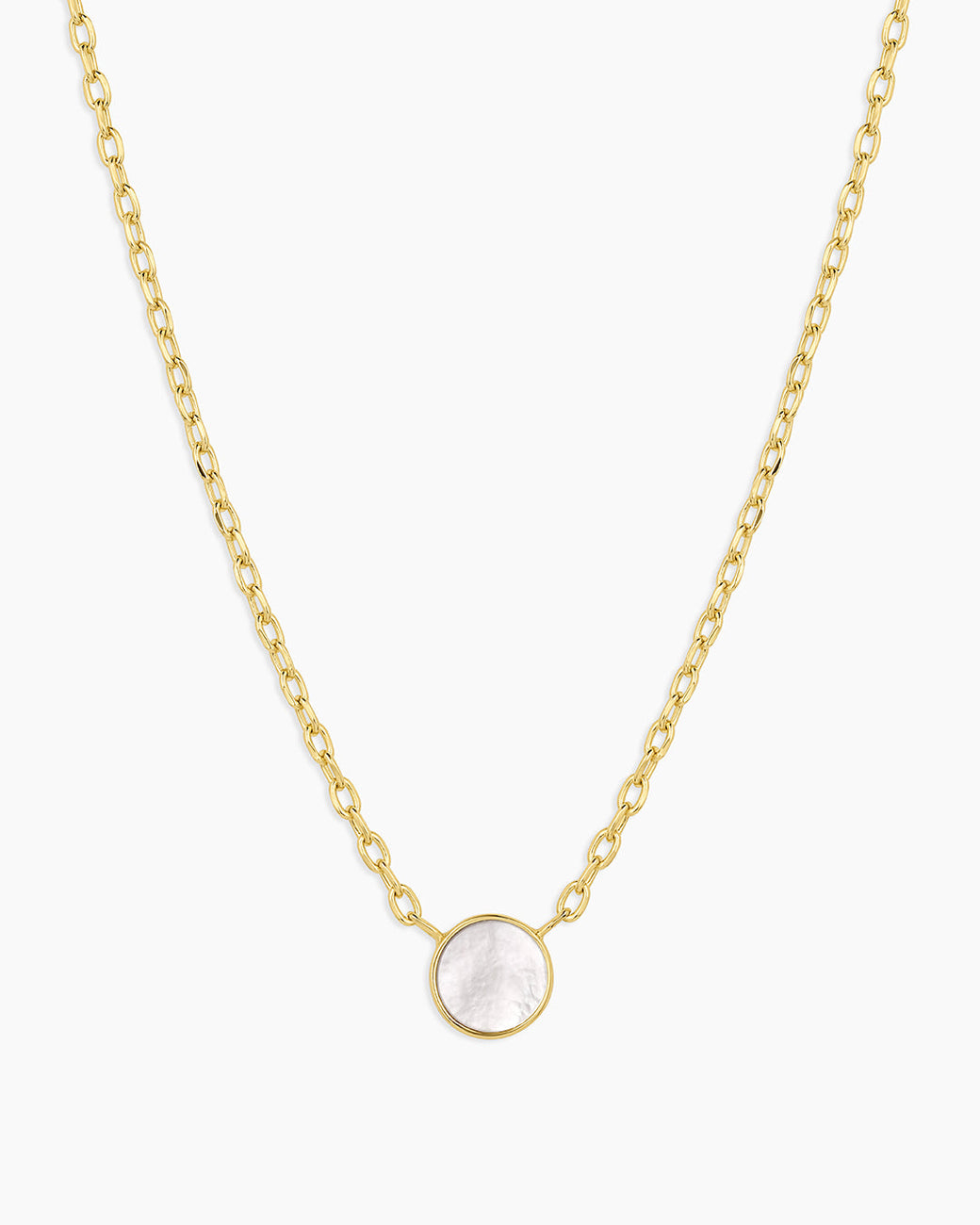 Rose Marble Coin Necklace || option::18K Gold Plated, Mother of Pearl