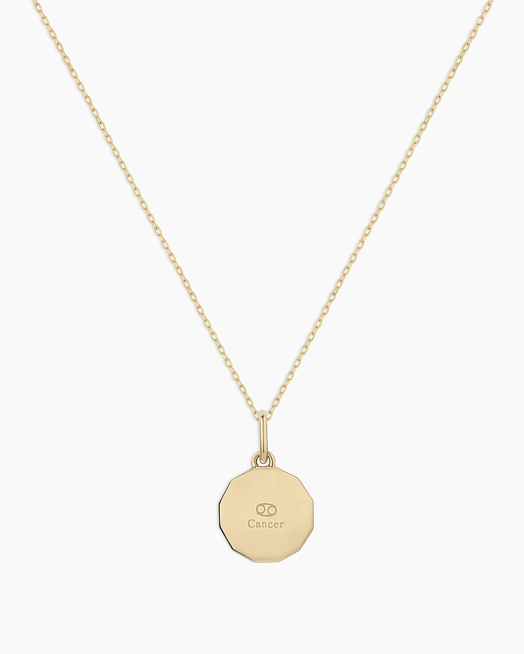 Diamond Zodiac Coin Charm Necklace || option::14K Solid Gold, Cancer