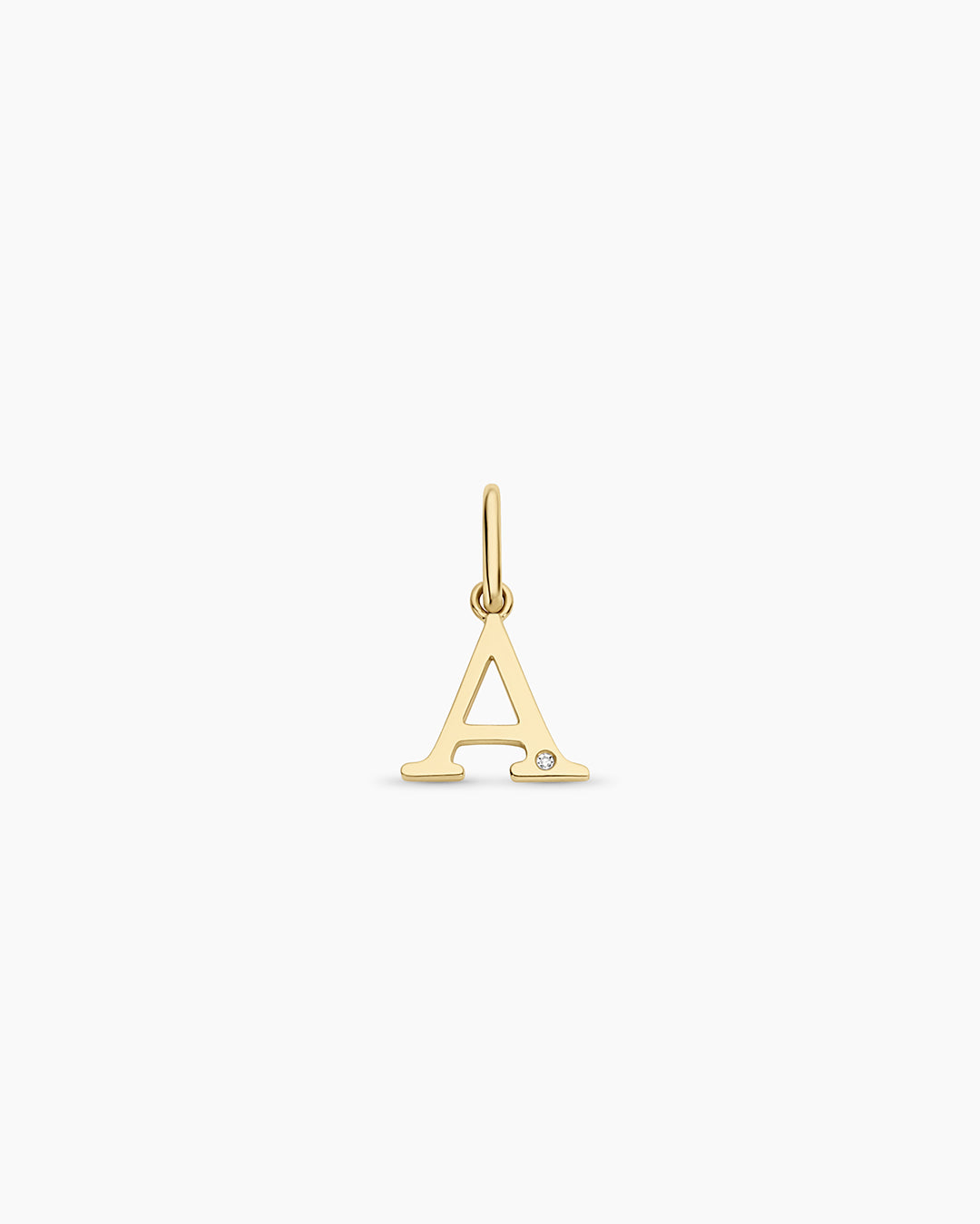 Diamond Vintage Alphabet Charm || option::14K Solid Gold, A