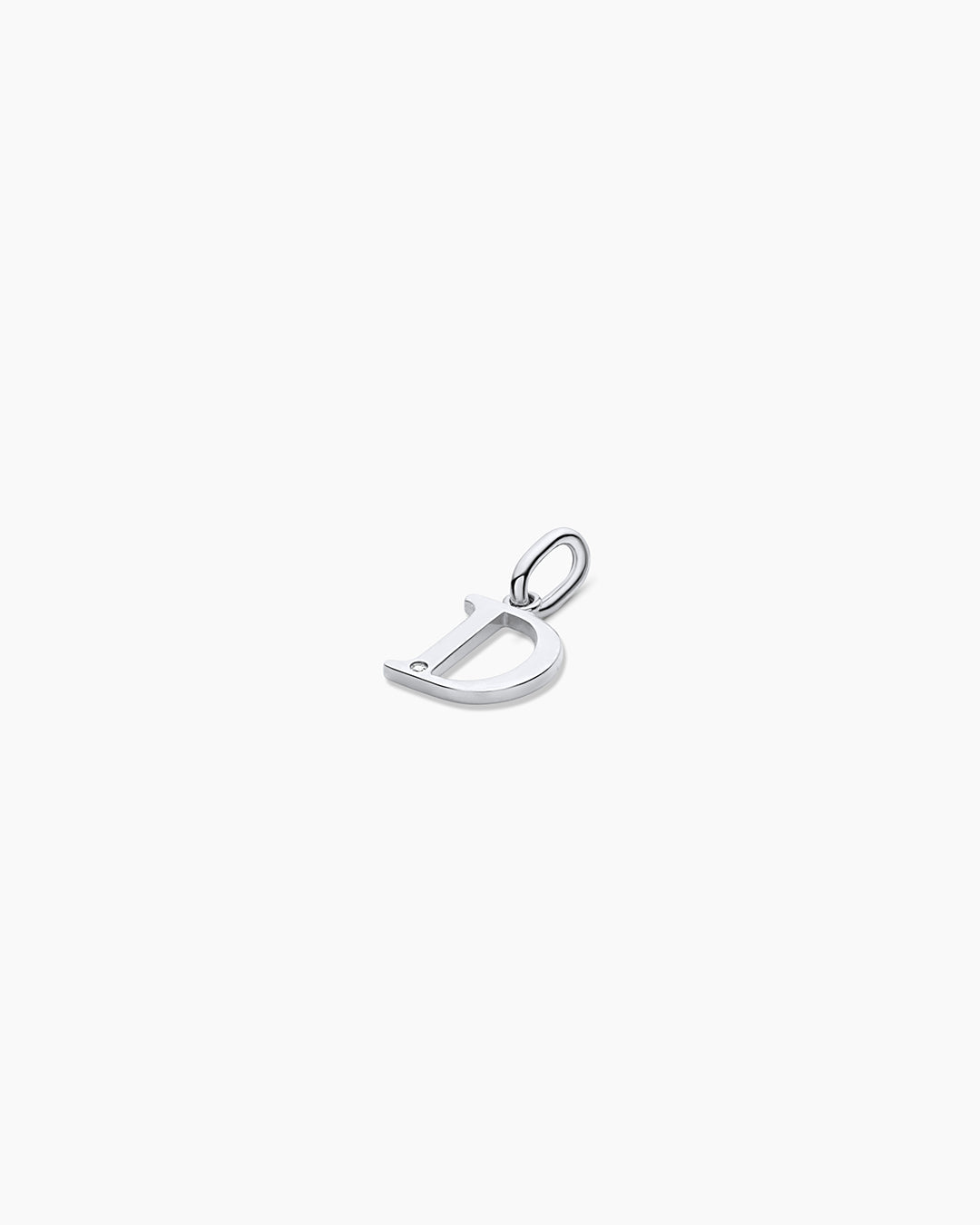 Diamond Vintage Alphabet Charm || option::14K Solid White Gold, D