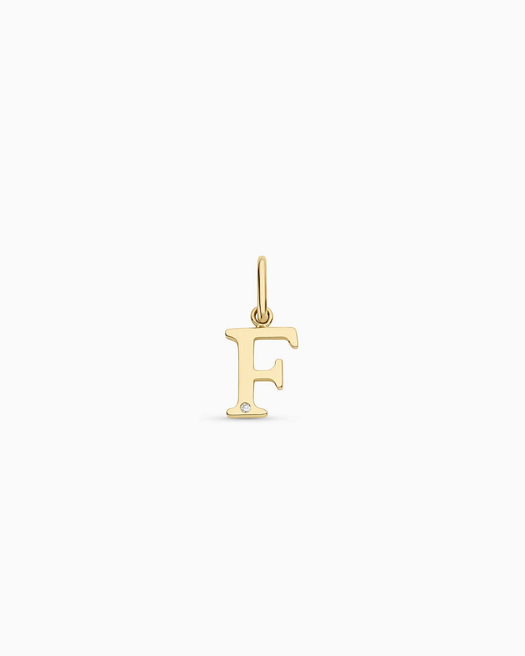 Diamond Vintage Alphabet Charm || option::14K Solid Gold, F