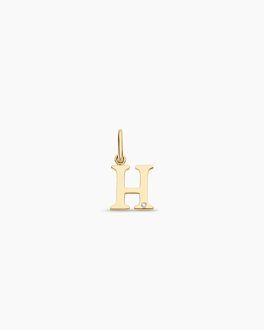 Diamond Vintage Alphabet Charm || option::14K Solid Gold, H
