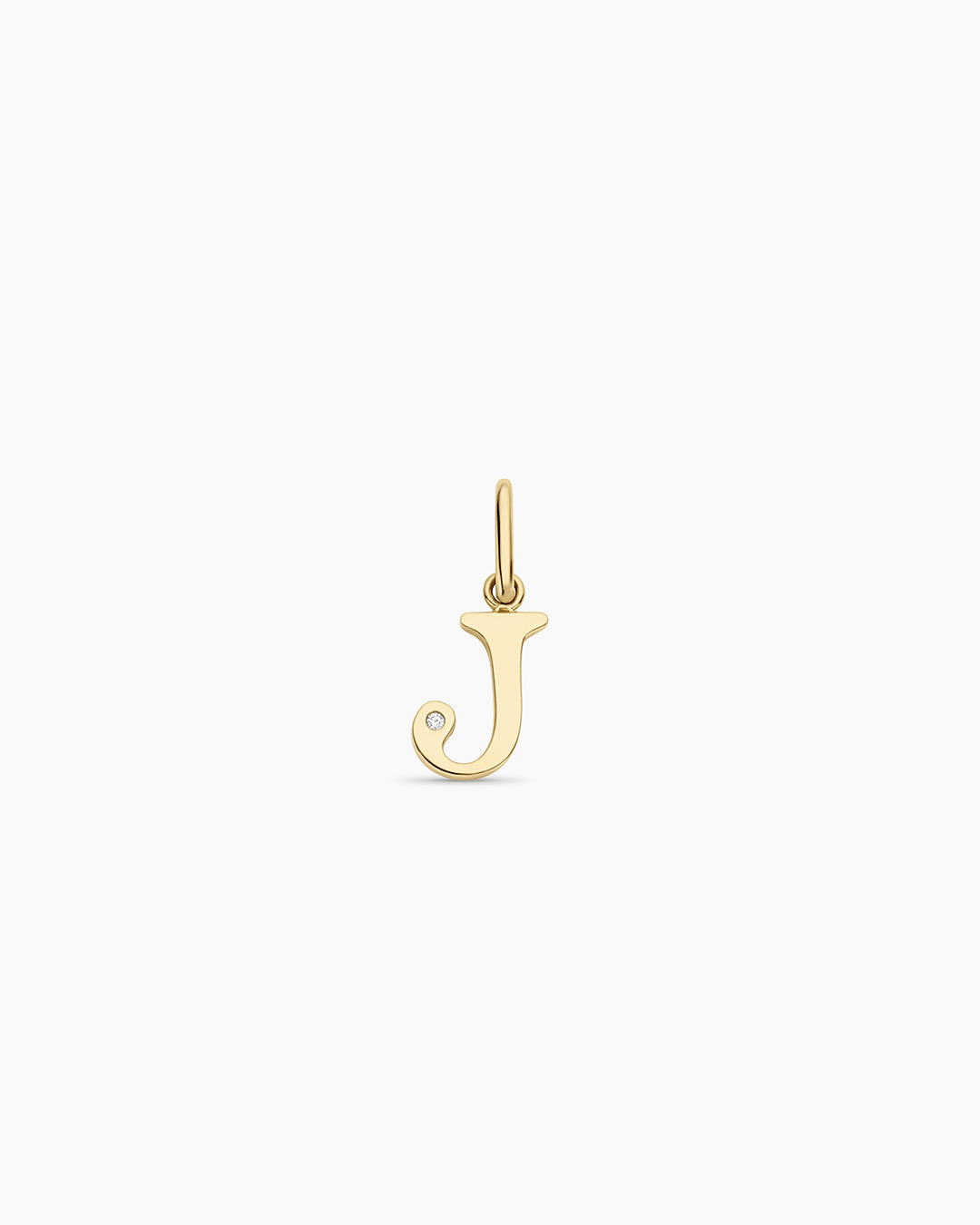 Diamond Vintage Alphabet Charm || option::14K Solid Gold, J