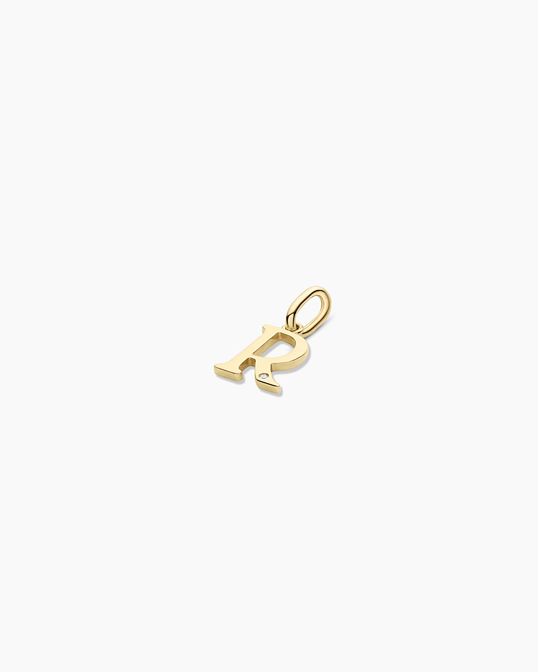 Diamond Vintage Alphabet Charm || option::14K Solid Gold, R