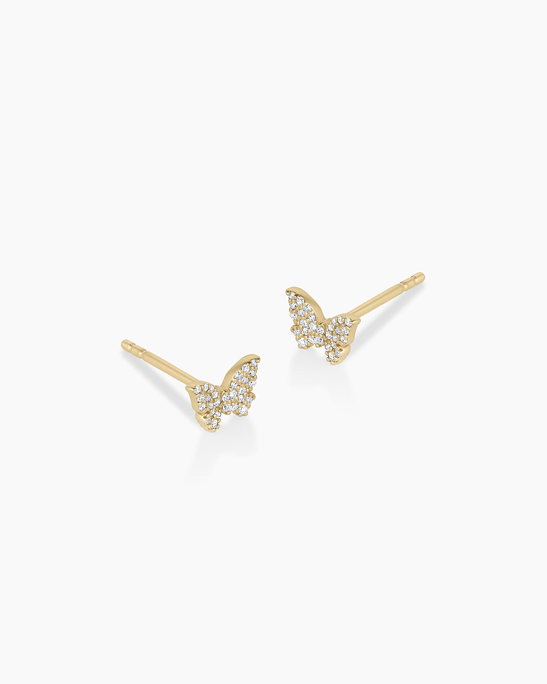 Diamond Butterfly Studs || option::14K Solid Gold