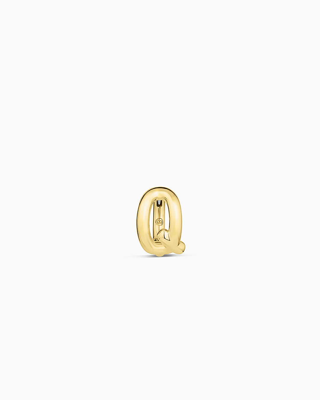 Alphabet Huggie || option::18K Gold Plated, Q