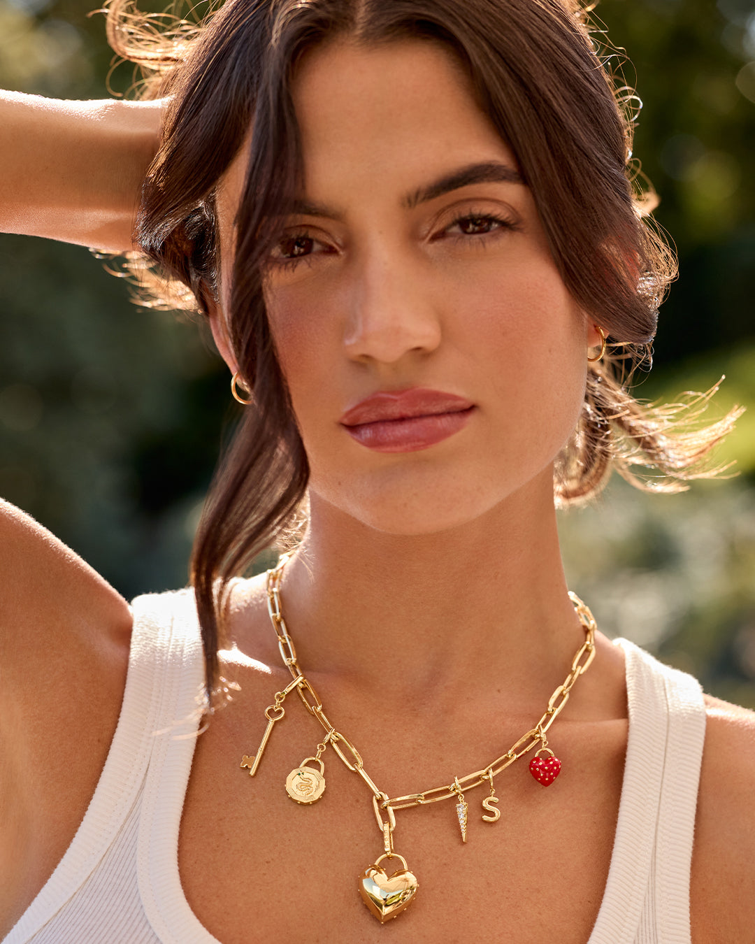 Heart Key Statement Charm || option::18K Gold Plated || set::heart-key-statement-charm-stl