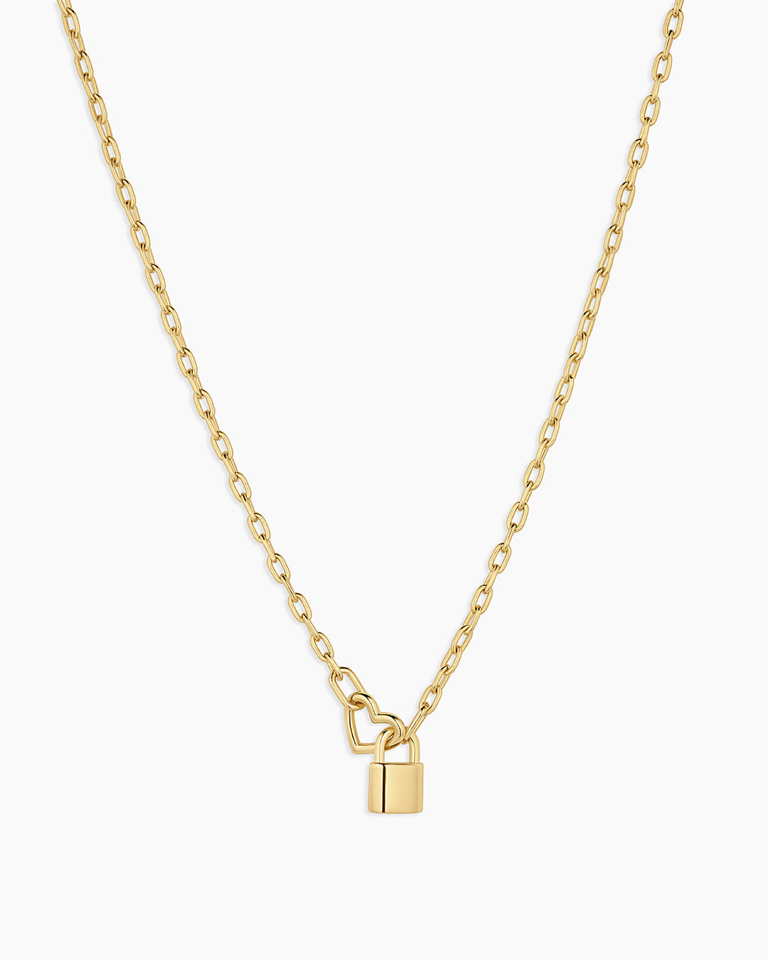 Heart Padlock Interlocking Necklace || option::18K Gold Plated