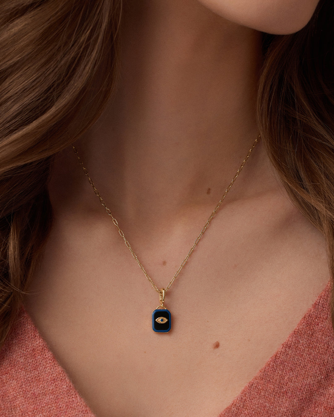 Power Gemstone Parker Charm Necklace Protection || option::18K Gold Plated