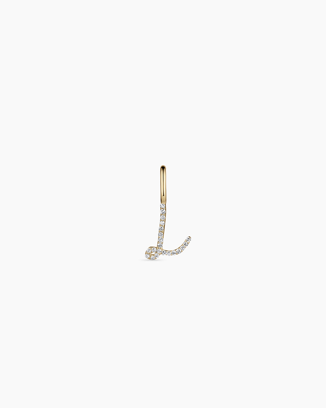 Diamond Script Alphabet Charm || option::14K Solid Gold, L