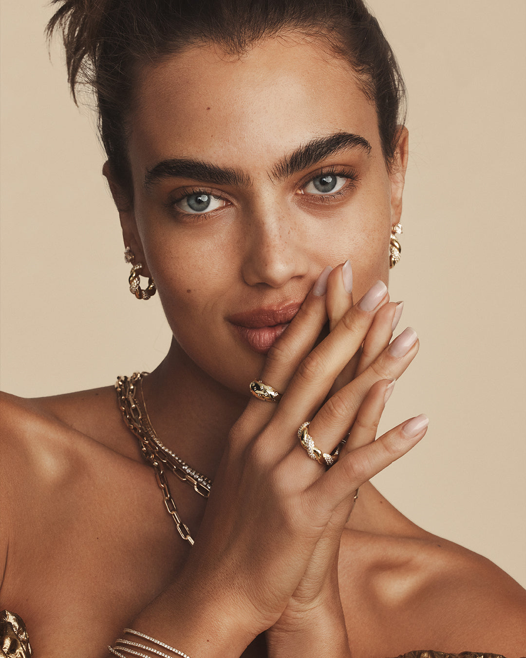 Crew Shimmer Hoops || option::18K Gold Plated