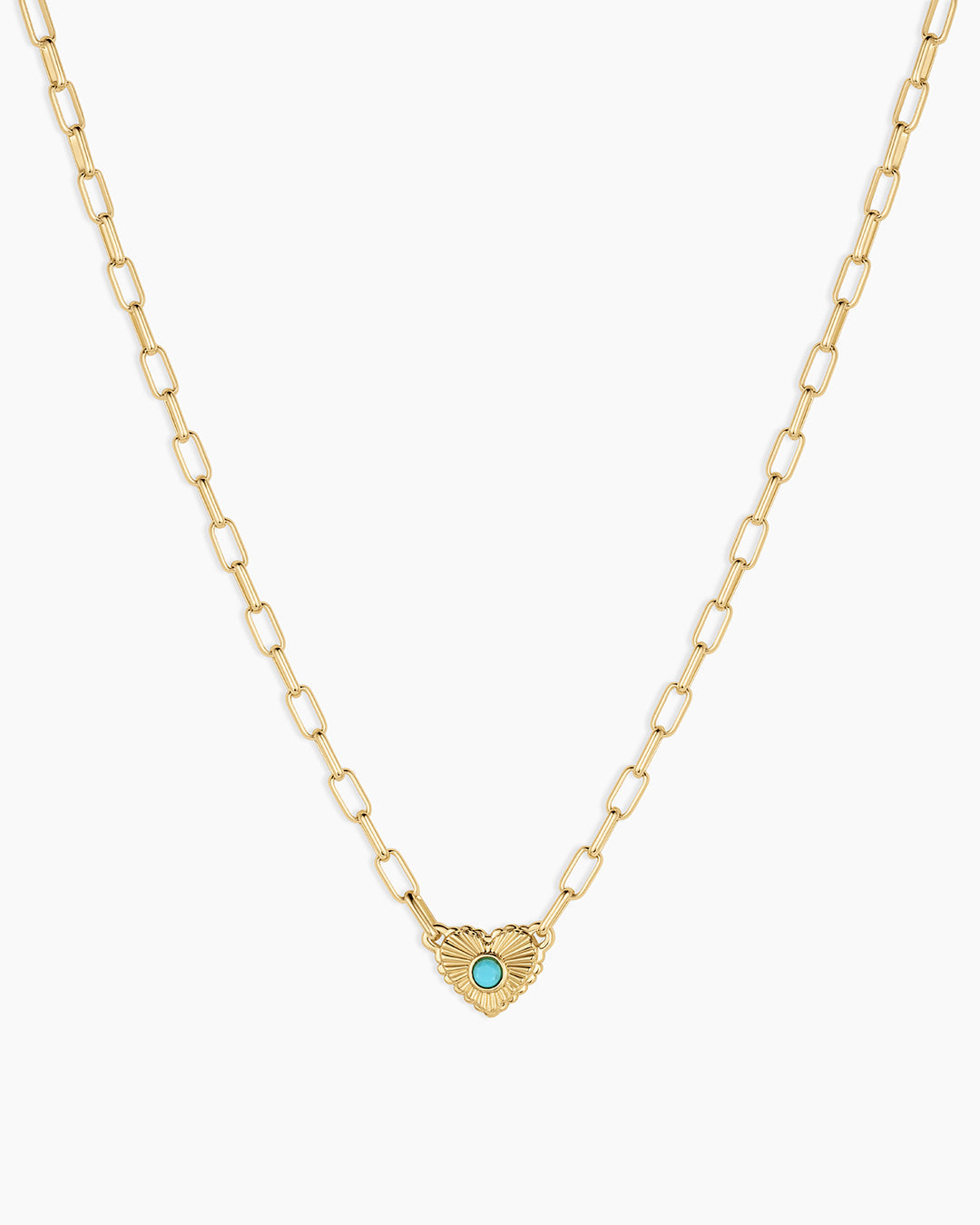 Birthstone Heart Necklace || option::18K Gold Plated, Turquoise - December