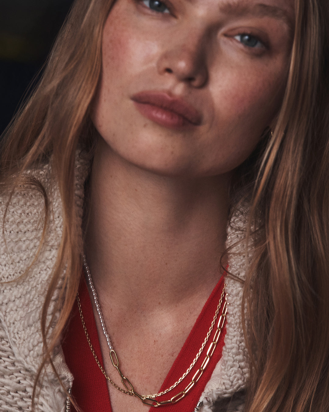 Florence Pearl Chain Necklace || option::18K Gold Plated