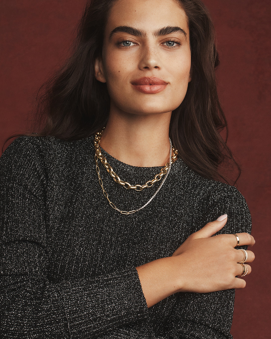 Florence Tennis Chain Necklace || option::18K Gold Plated