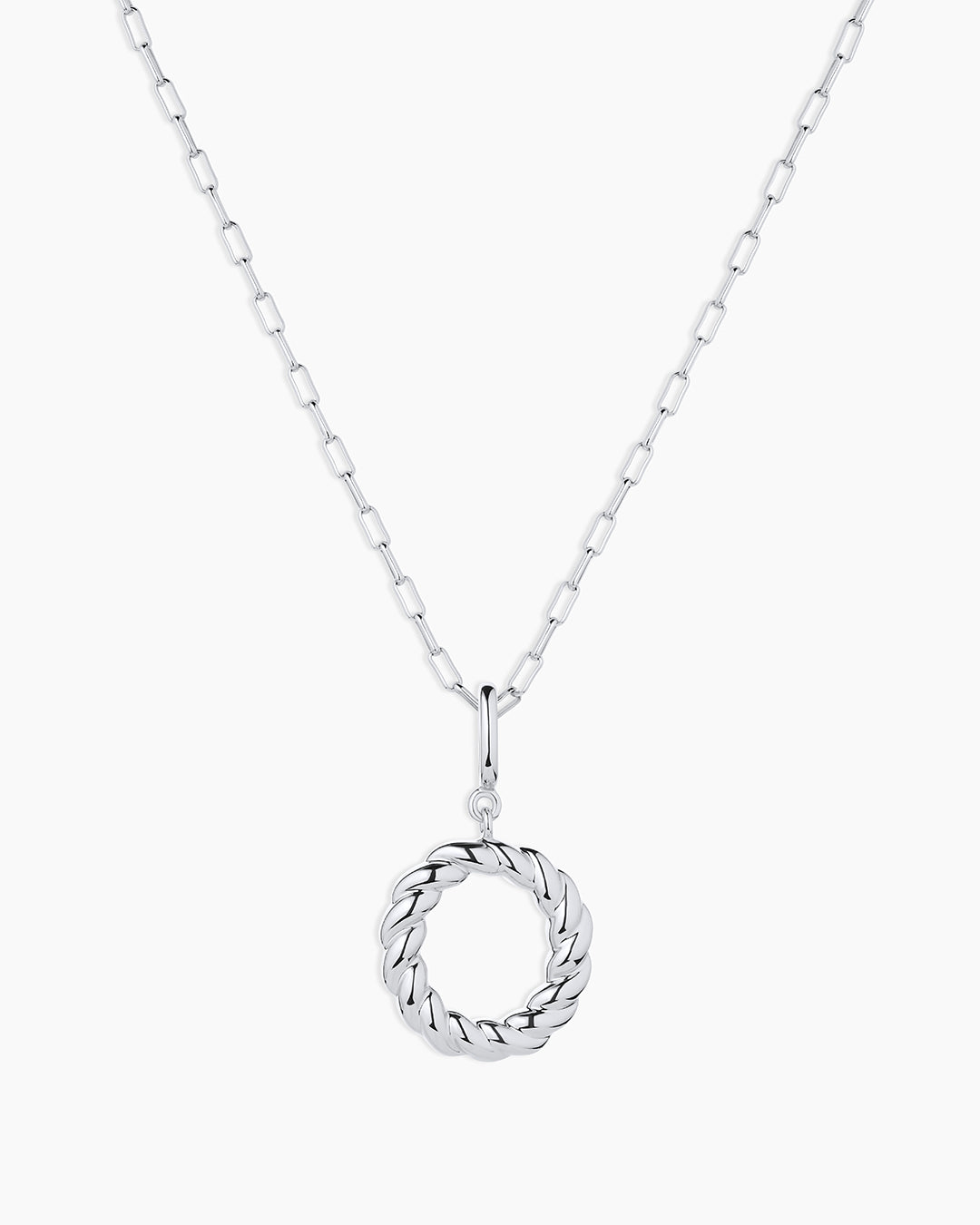 Crew Alphabet Statement Charm Necklace || option::Silver Plated, O