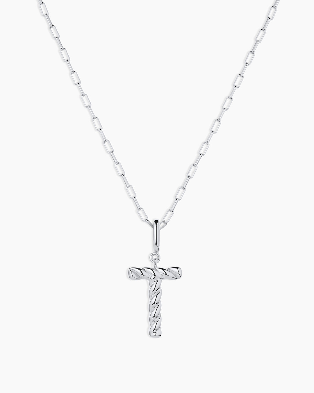 Crew Alphabet Statement Charm Necklace || option::Silver Plated, T