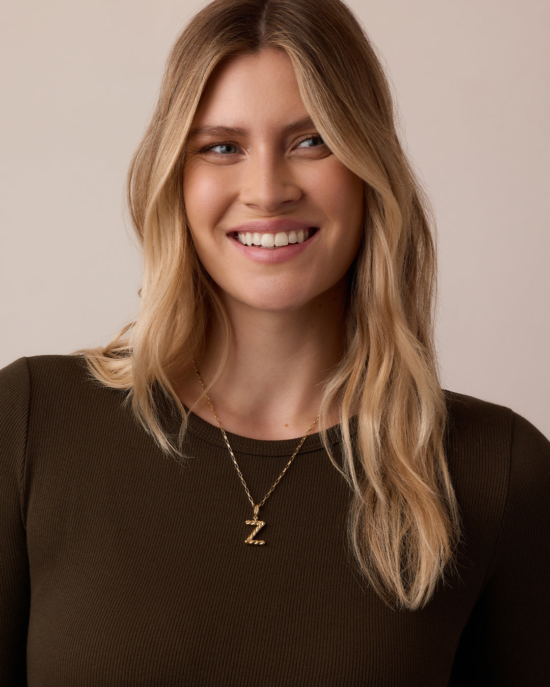 Crew Alphabet Statement Charm Necklace || option::18K Gold Plated, T