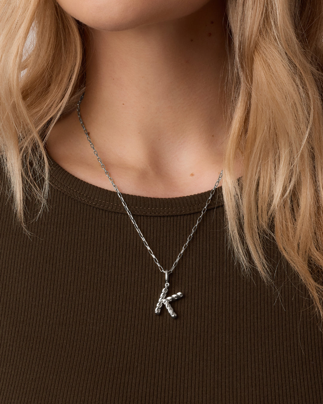 Crew Alphabet Statement Charm || option::Silver Plated, K