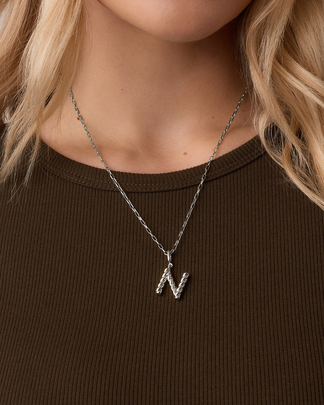 Crew Alphabet Statement Charm || option::Silver Plated, N