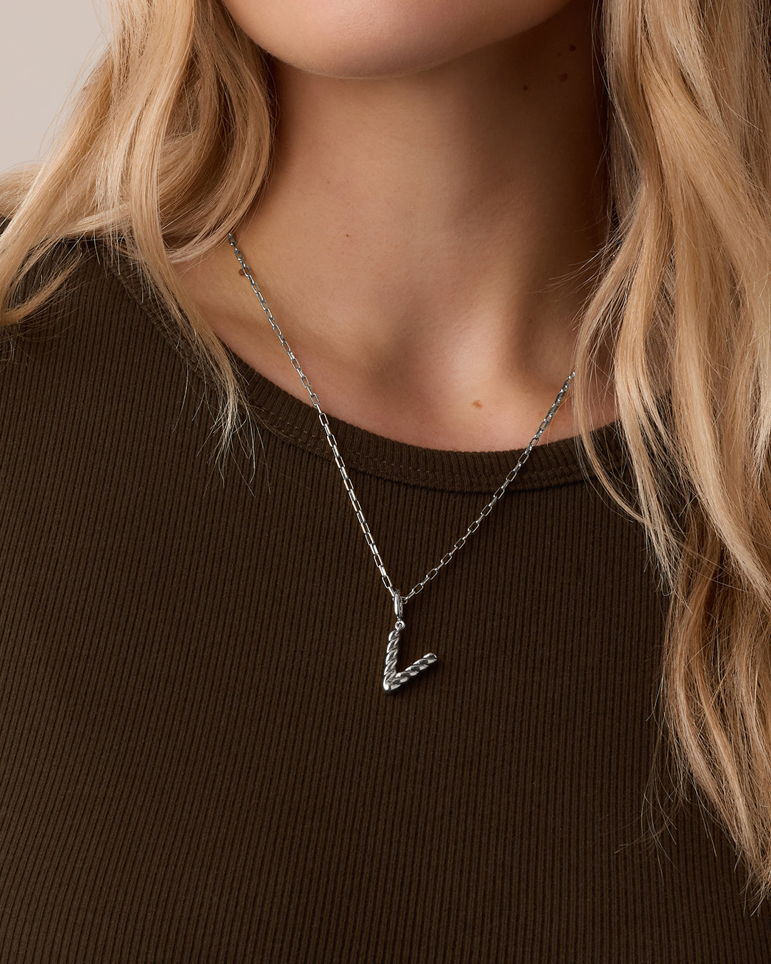Crew Alphabet Statement Charm || option::Silver Plated, V