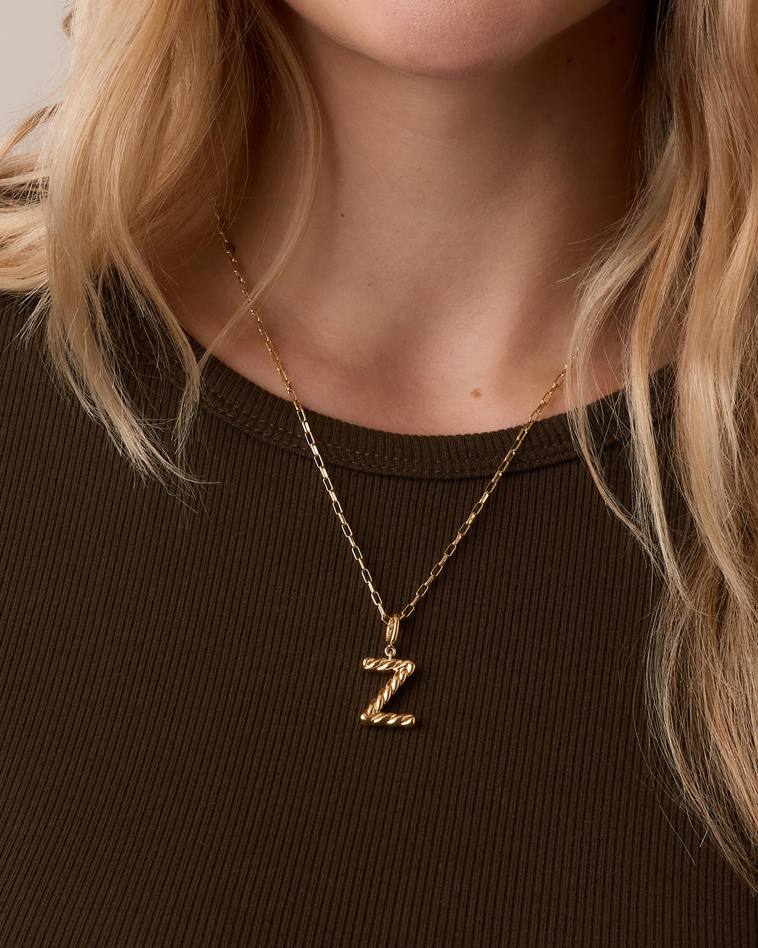 Crew Alphabet Statement Charm Necklace || option::18K Gold Plated, Z