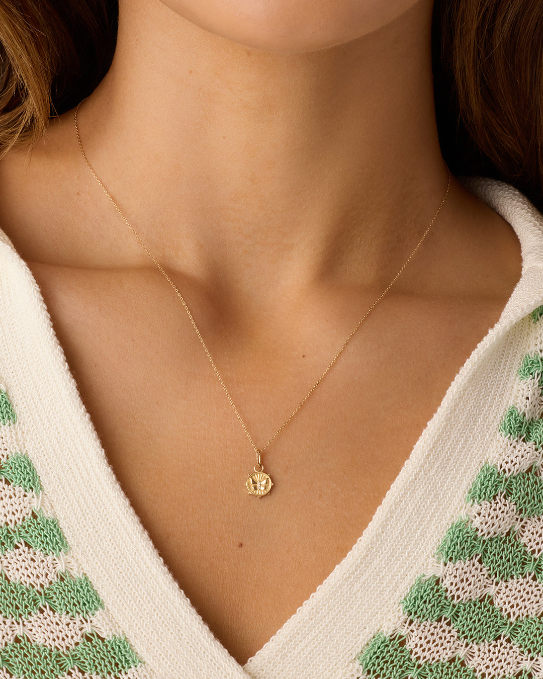 Diamond Butterfly Charm Necklace || option::14K Solid Gold