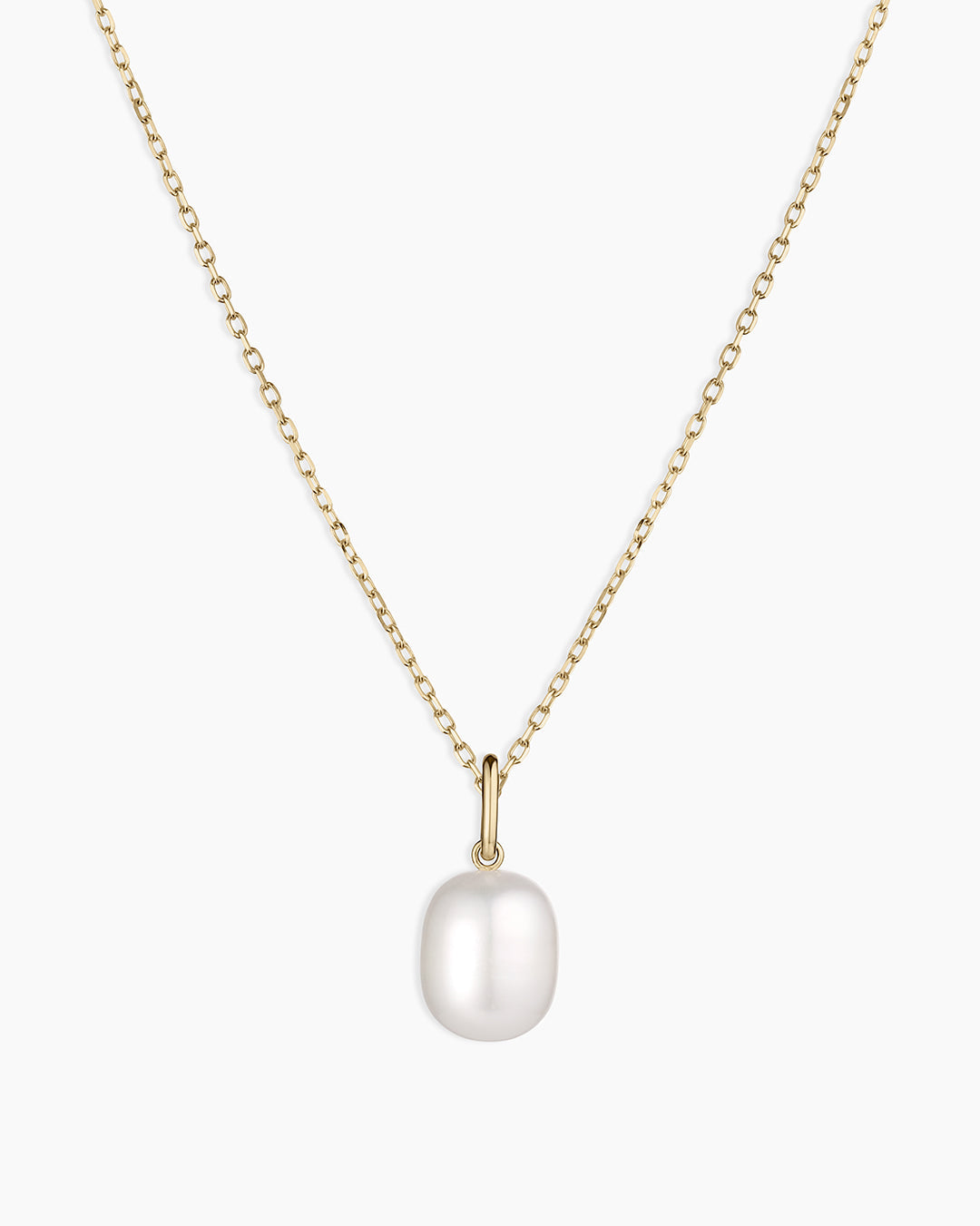 14K Gold Pearl Charm Necklace || option::14K Solid Gold