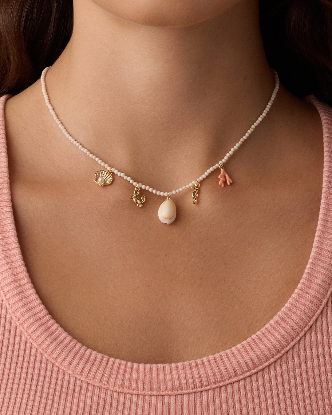 Ocean Mini Charm Necklace || option::18K Gold Plated