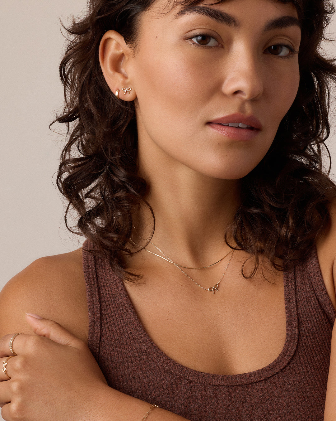 Diamond Put a Bow on it Single Stud || option::14K Solid Gold