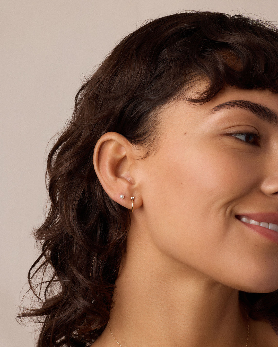 Pearl Flat Back Studs || option::14K Solid Gold