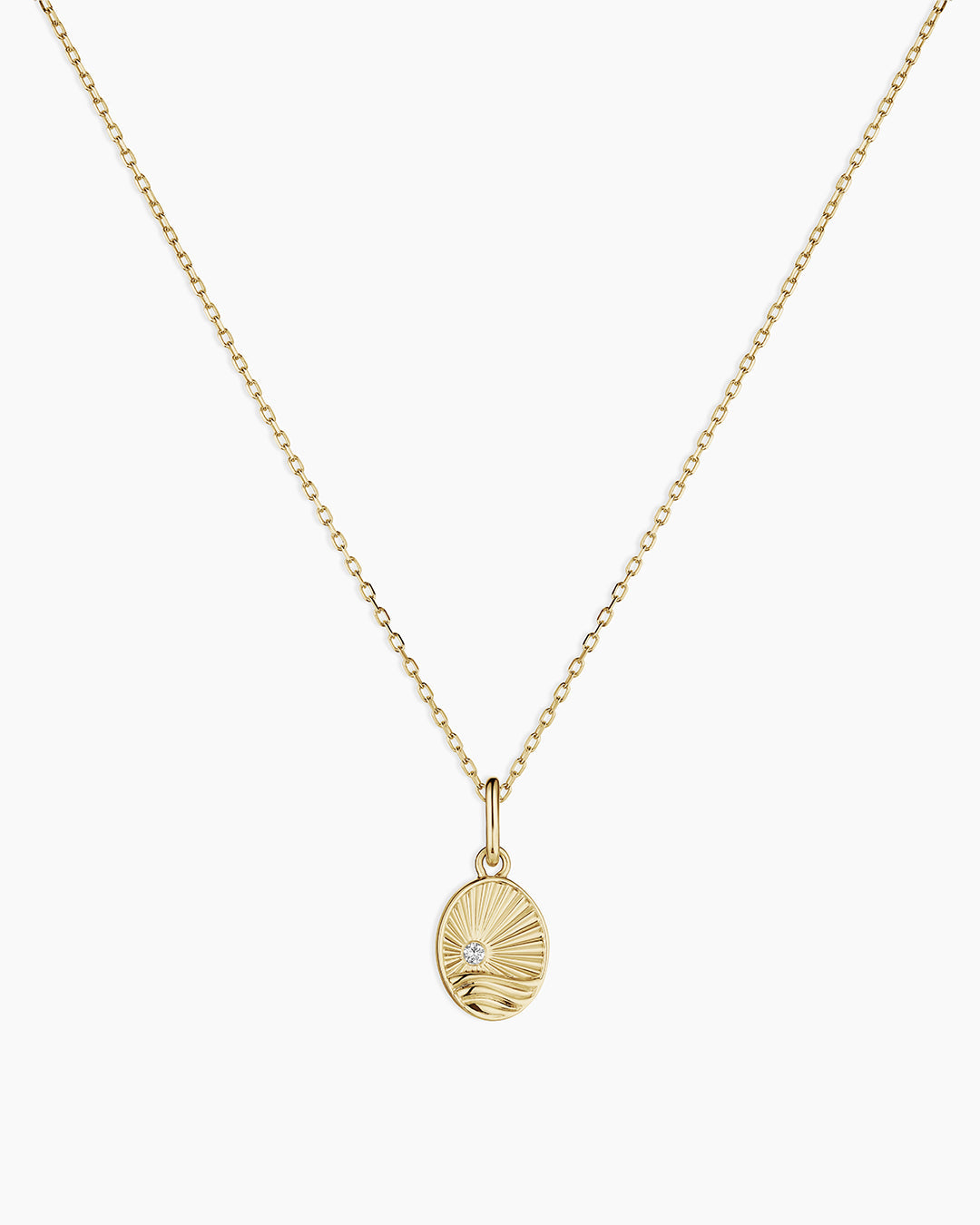 Diamond Beach Charm Necklace || option::14K Solid Gold