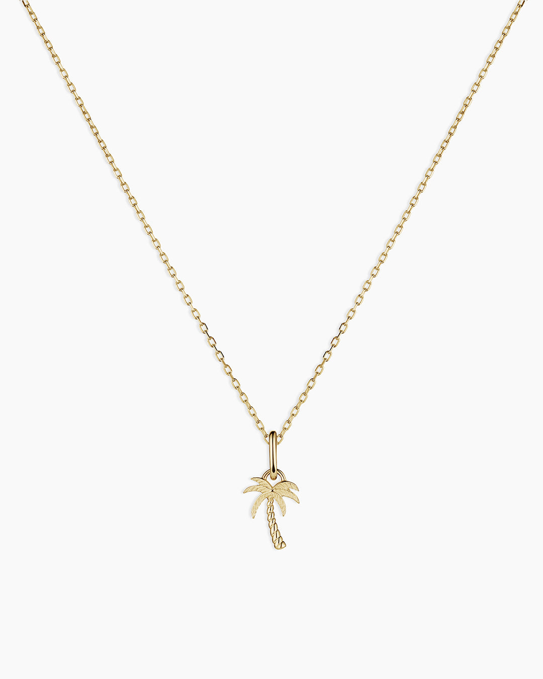 14K Gold Palm Charm Necklace || option::14K Solid Gold