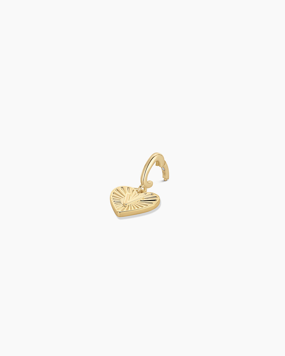 Vintage Heart Alphabet Parker Charm - V || option::18K Gold Plated, V